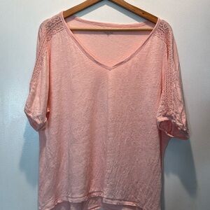 Garnet Hill Abilene V Neck Linen Tee